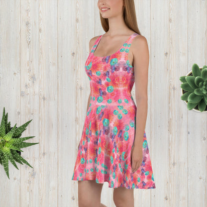 Vestido Skater| Tema Rosa com Borboletas